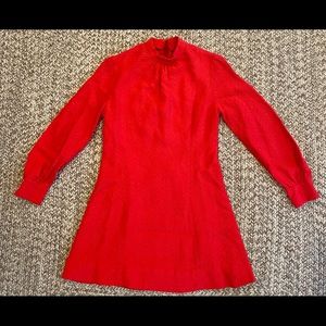 One of a kind vintage 1960s red mod shift dress, fits like size 2